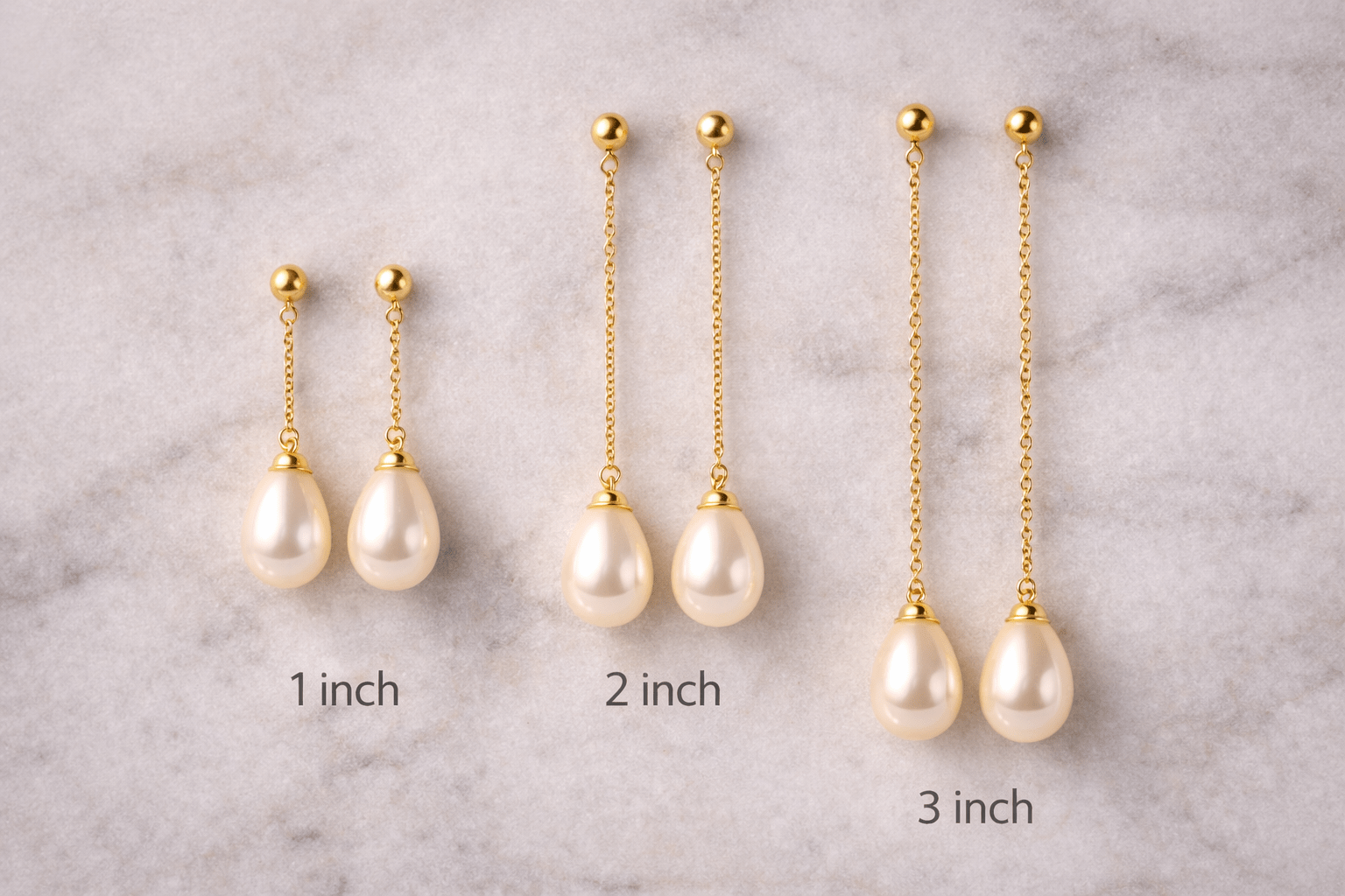 Diferentes comprimentos de brincos drop