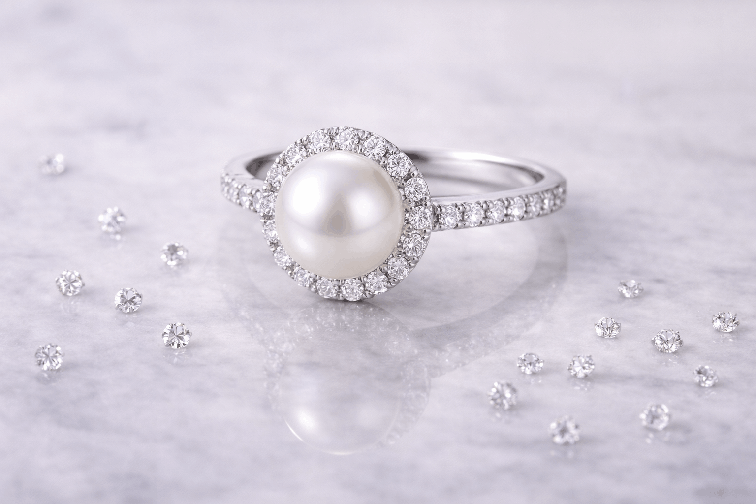 07. Detalhes em diamante nas montagens de pérola