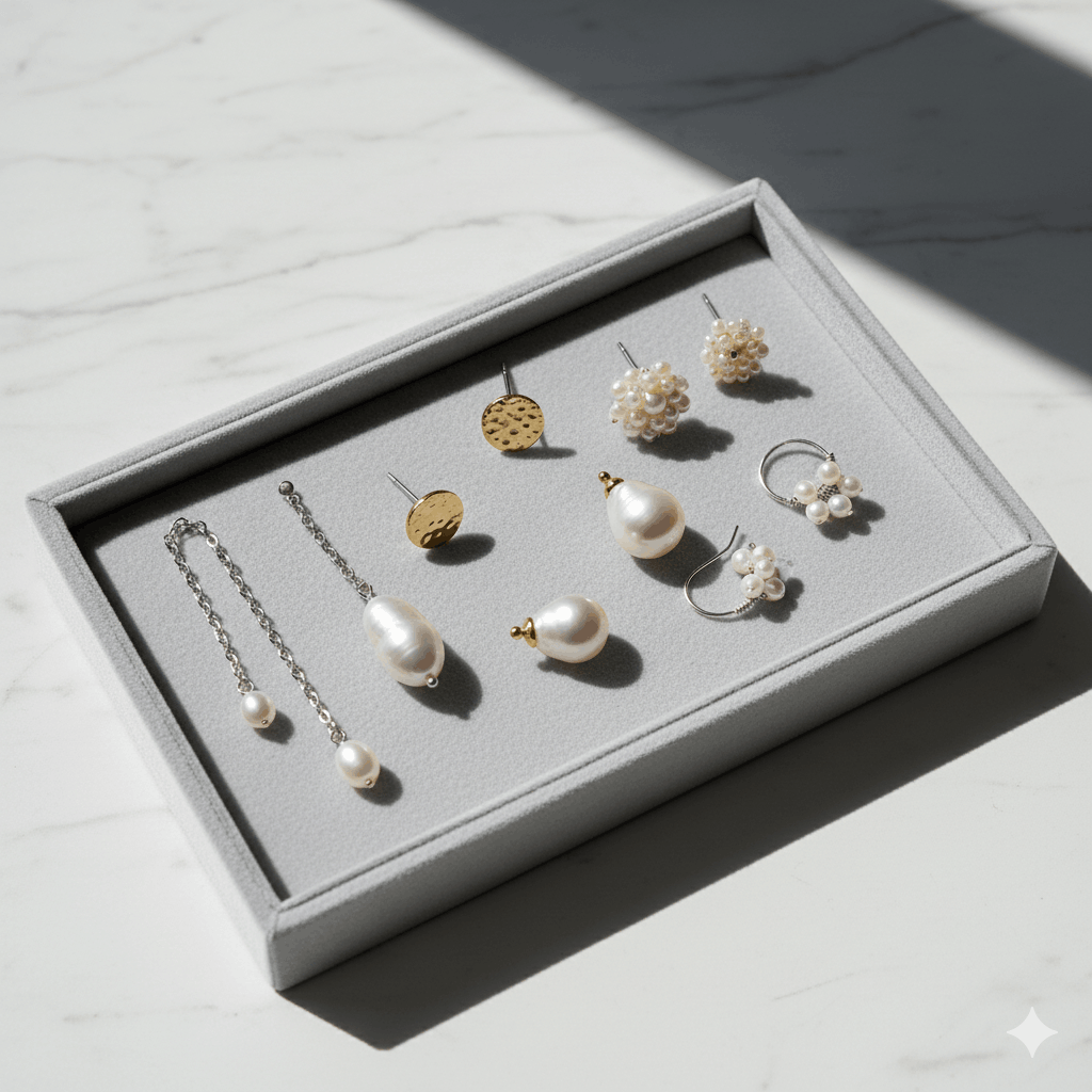 04. Compre brincos de pérola assimétricos na PearlsOnly