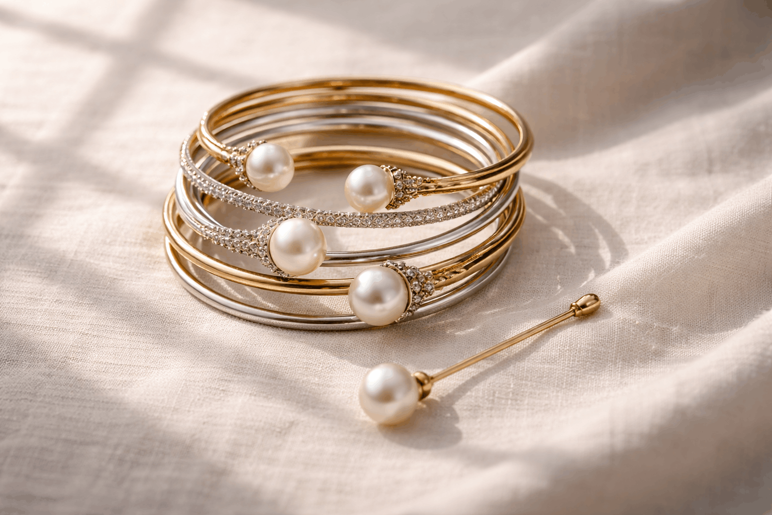 Além do Colar: Pulseiras de Pérolas e Pins para Hijab