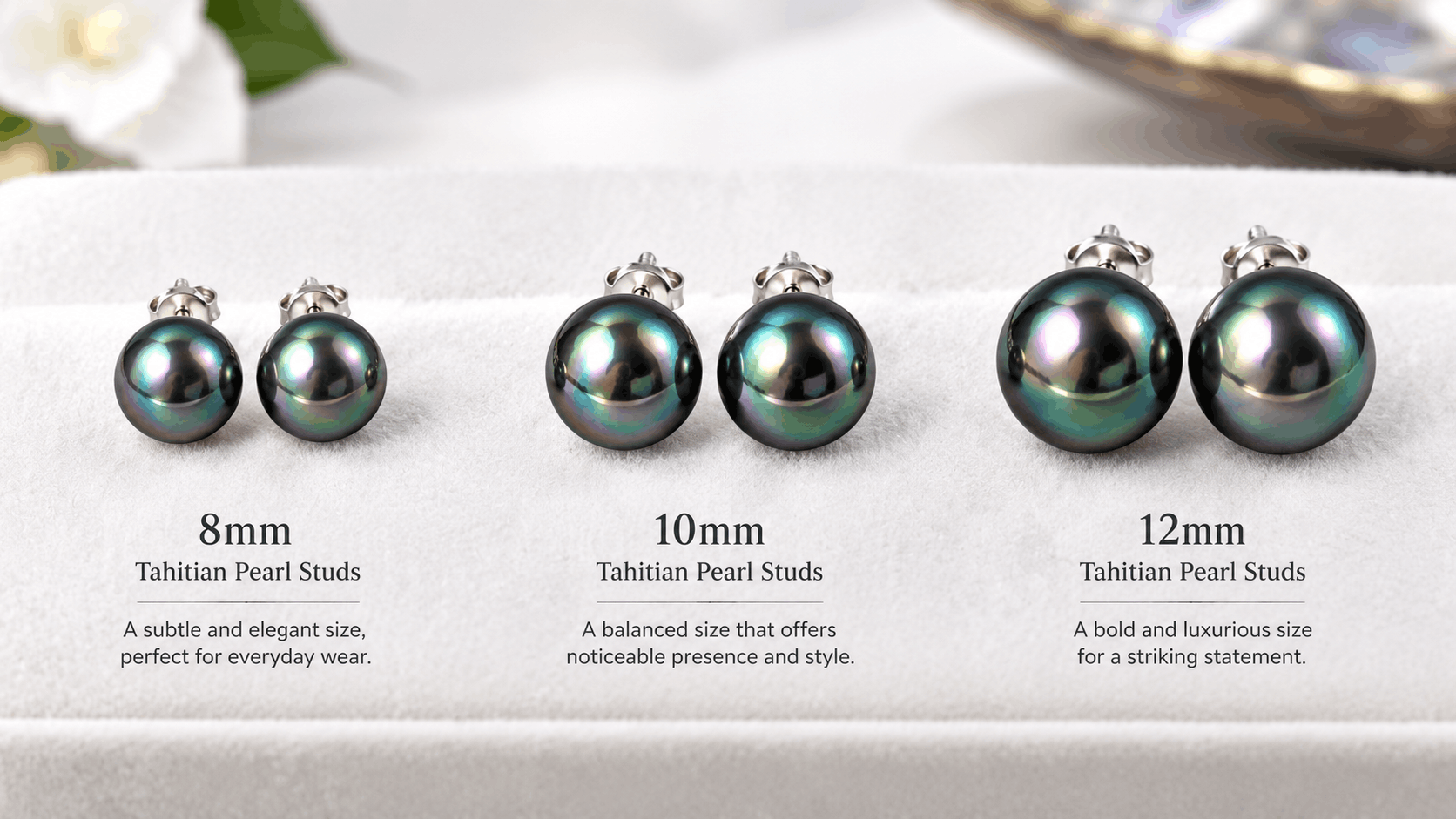 03. Tamanhos de brincos de pérola do Taiti — Encontrar a escala certa