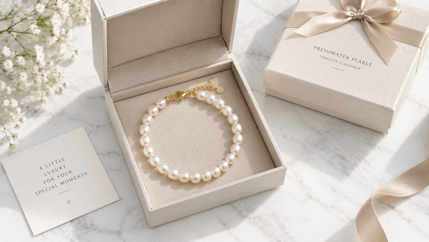 06. Pulseira de pérolas de água doce como presente