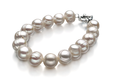 10-11mm Água doce Pulseira em Solteiro Branco