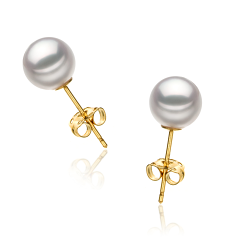 6.5-7mm Akoya japonesa Conjunto de brincos em Hanadama Branco