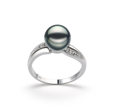 7-8mm Akoya japonesa Anel em Caroline Preto