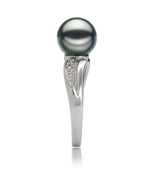 7-8mm Akoya japonesa Anel em Caroline Preto