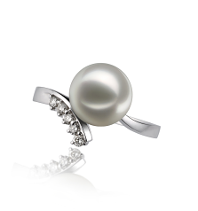 8-9mm Akoya japonesa Anel em Graça Branco
