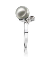 8-9mm Akoya japonesa Anel em Graça Branco