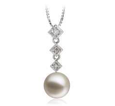 9-10mm Água doce Pingente em Rozene Branco