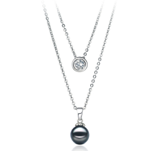 7-8mm Akoya japonesa Colar em Ramona Preto
