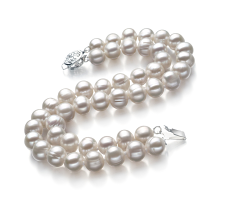 6-7mm Água doce Pulseira em Eda Branco