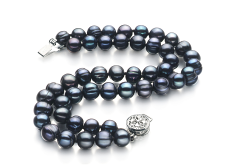 6-7mm Água doce Pulseira em Lavinia Tingido de preto