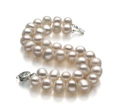8-9mm Água doce Pulseira em Leonora Branco