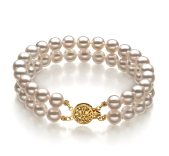 6-7mm Akoya japonesa Pulseira em Branco