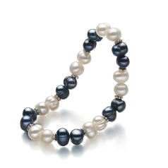 6-7mm Água doce Pulseira em Jemima Tingido de preto