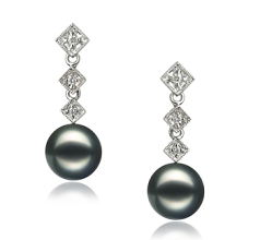 8-9mm Akoya japonesa Conjunto de brincos em Rozene Preto