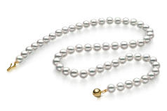 6.5-7mm Akoya japonesa Colar em Hanadama 18 polegadas Branco