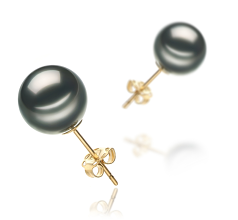 9-10mm taitiano Conjunto de brincos em Preto