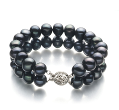 8-9mm Água doce Pulseira em Tingido de preto