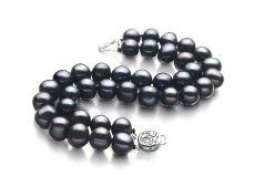 8-9mm Água doce Pulseira em Tingido de preto