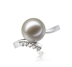 9-10mm Água doce Anel em Graça Branco