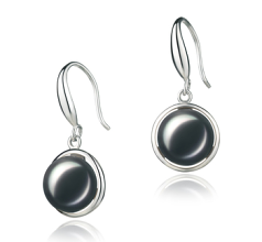 9-10mm Água doce Conjunto de brincos em Holly Tingido de preto