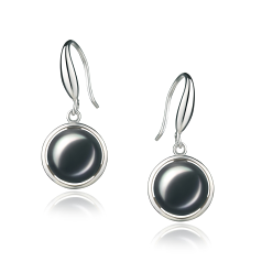 9-10mm Água doce Conjunto de brincos em Holly Tingido de preto