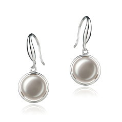 9-10mm Água doce Conjunto de brincos em Holly Branco
