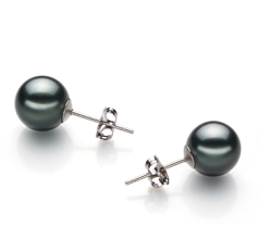 8-9mm taitiano Conjunto de brincos em Preto