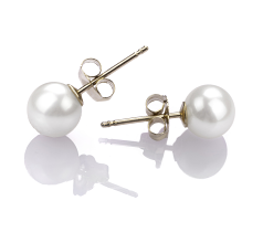5.5-6mm Água doce Conjunto de brincos em Branco