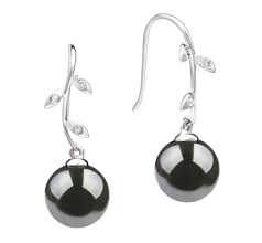 9-10mm taitiano Conjunto de brincos em Honra Preto