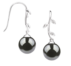 9-10mm taitiano Conjunto de brincos em Honra Preto