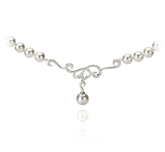 6-9mm Akoya japonesa Colar em Almira Branco