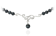 6-9mm Akoya japonesa Colar em Almira Preto