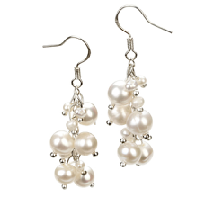 3-7mm Água doce Conjunto de brincos em Breeze Branco