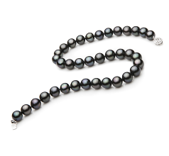 9.5-10.5mm Água doce Colar em Tingido de preto