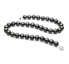 9.5-10.5mm Água doce Colar em Tingido de preto
