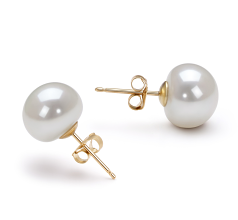 10-10.5mm Água doce Conjunto de brincos em Branco