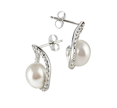 9-10mm Água doce Conjunto de brincos em Isabella Branco