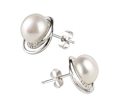 9-10mm Água doce Conjunto de brincos em Kelly Branco