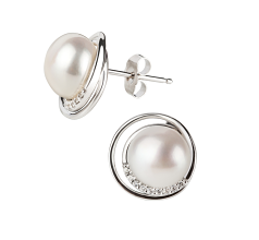9-10mm Água doce Conjunto de brincos em Kelly Branco