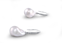 14-15mm Água doce - Edison Conjunto de brincos em Branco