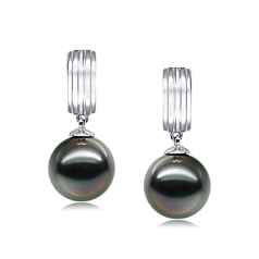 9-10mm taitiano Conjunto de brincos em Kiyam Preto