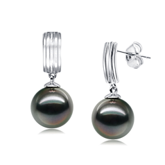 9-10mm taitiano Conjunto de brincos em Kiyam Preto