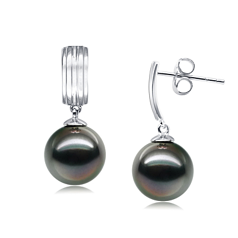 9-10mm taitiano Conjunto de brincos em Kiyam Preto