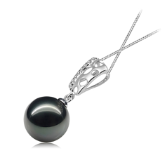 10-11mm taitiano Pingente em Zuella Preto
