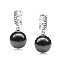 9-10mm taitiano Conjunto de brincos em Zuella Preto