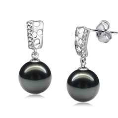 9-10mm taitiano Conjunto de brincos em Zuella Preto