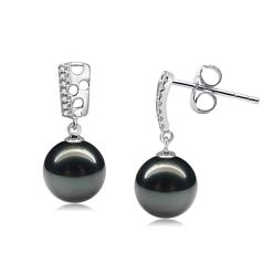 9-10mm taitiano Conjunto de brincos em Zuella Preto