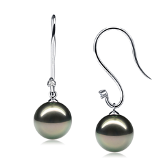 9-10mm taitiano Conjunto de brincos em Pingente Simples Preto